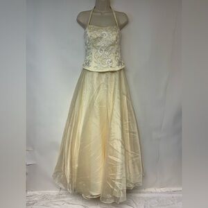 David’s Bridal Gown Prom 90’s Butter Yellow Gala Formal Evening Womens SZ S(4-6)